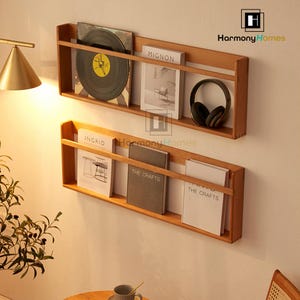 Wall record rack, Wood Vinyl Records Storage,Minimalistic Vinyl Storage, Unique Vinyl Rack, Record Storage, Record Rack, LP Record Stand