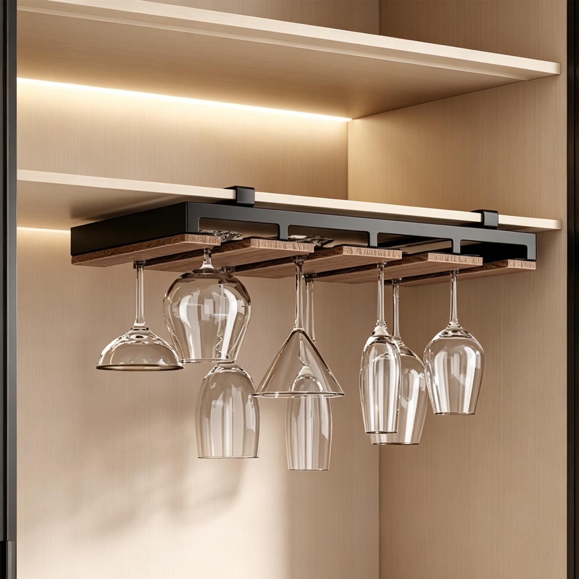 Under cabinet wine glass rack