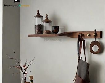 Walnut Hanging Floating Shelves,Wall Shelf Curved,Floating Shelf Wall Mounted,Wooden Oak Bracketless Shelves,Wavy Bookshelf Geometric,gifts