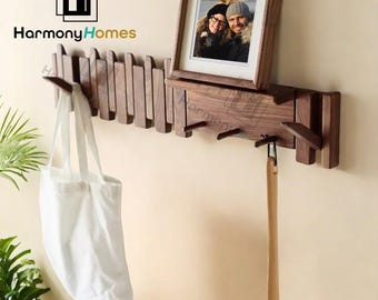 Coat hooks for wall,Shelf with hooks,Entryway shelves,Coat rack,Wooden coat hooks,Key hooks,Handcrafted Furniture,Housewarming Gifts