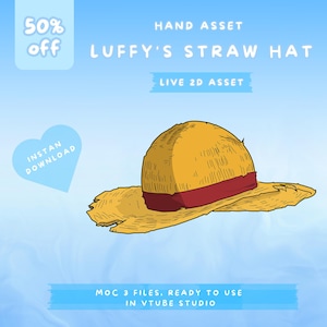 Luffy Straw Hat Vtuber Asset: Live2D Anime Accessory (Digital Download)