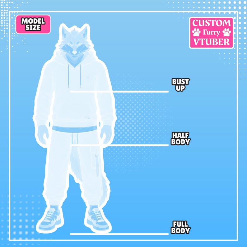 Custom Furry VTuber Model | Anthro Digital Avatar Commission (Bust Up)