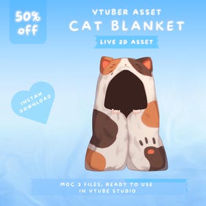 Vtuber Asset | Cozy Cat Blanket, Kigurumi Blanket, Gift, Christmas, New year, One Size, Vtuber Prop, Animated Asset, Premade Asset, Kawaii