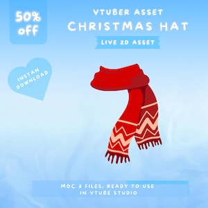 Vtuber Asset | Christmas scarf, Winter outfit, Cute Christmas theme accessories for Vtuber model, Holiday virtual xmas, Kawaii rigged assets
