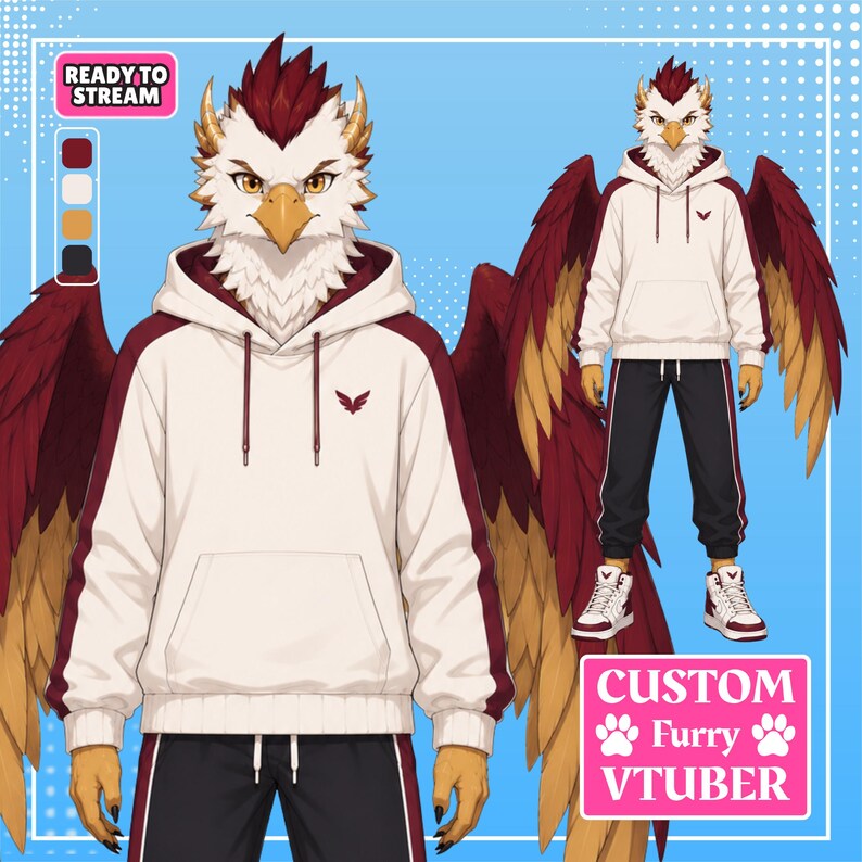 Custom Furry VTuber Model | Anthro Digital Avatar Commission (Bust Up)