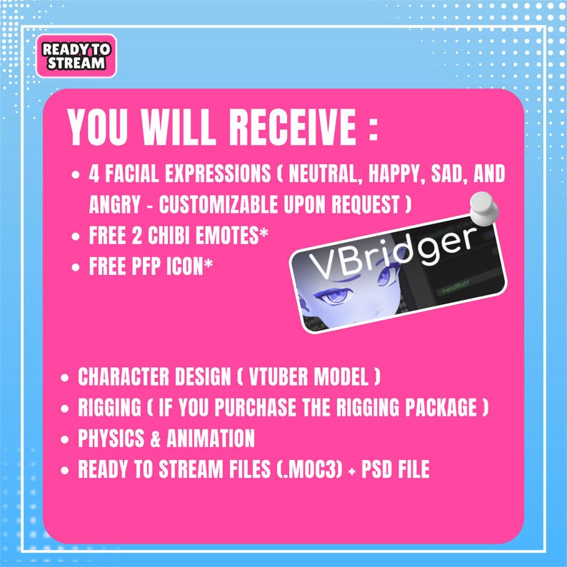 Custom Furry VTuber Model | Anthro Digital Avatar Commission (Bust Up)