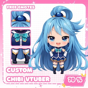 Gepersonaliseerd chibi VTuber-ontwerp | Live2D getuigd avatarmodel voor streamers en makers van inhoud