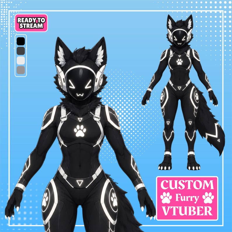 Custom Furry VTuber Model | Anthro Digital Avatar Commission (Bust Up)