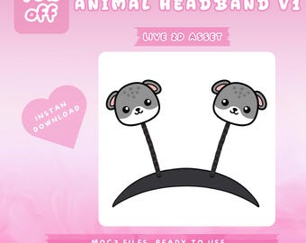 Animated Dog Head Headband for VTuber | Rigged Live2D Bouncy Accessory