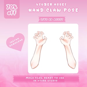VTuber Asset Hand Claw Pose | Uttrycksfull handgest för VTube Studio | Riggat Live2D-tillbehör
