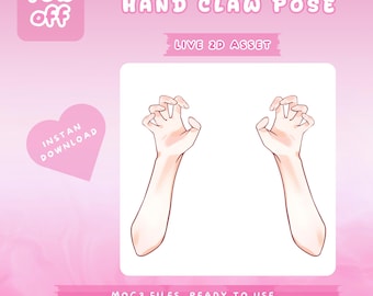VTuber Asset Hand Claw Pose | Expressive Hand Gesture for VTube Studio | Rigged Live2D Accessory