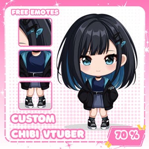 Modello Chibi VTuber personalizzato / Avatar Anime Live2D completamente truccato per Streamer e PNGTuber