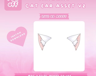 Ready to Use Cat Ears for VTuber | Live2D Model Accessory | Premade Asset | Animal Ear