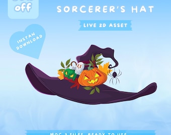Rigged Sorcerer's Hat VTuber Asset: Halloween Witch Hat (Live2D)