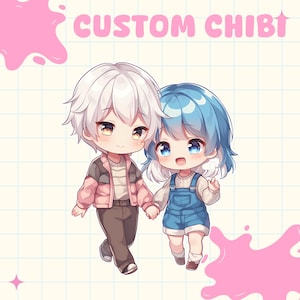 Personaje Chibi personalizado / Retrato de Anime Lindo / Regalo de Pareja / Dibujo Kawaii Personalizado / Chibi PFP / Encargo de Fanart / Anime Personalizado