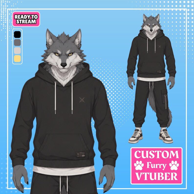 Custom Furry VTuber Model | Anthro Digital Avatar Commission (Bust Up)