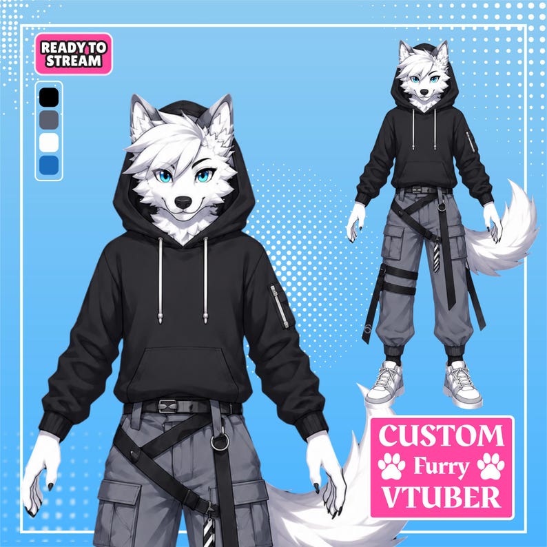 Custom Furry VTuber Model | Anthro Digital Avatar Commission (Bust Up)
