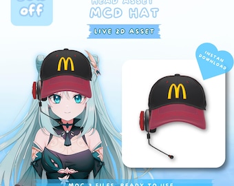 Opgetuigde fastfoodhoed: Vtuber Head Asset (MOC3-bestand)