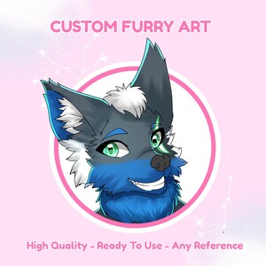 Custom Furry Art Commission | Pfp/Headshot Anime Furry Profile Picture | Fursona Commission | Furry Base | Furry Icon | Furry avatar