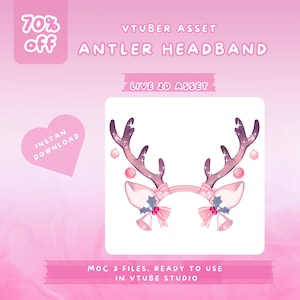 アニメーション Vtuber のアントラーヘッドバンドアセット：リグ付きクリスマスプロップ