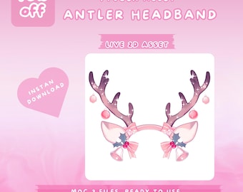 Geanimeerde Vtuber-hoofdband met gewei: opgetuigde kerstrekwisiet