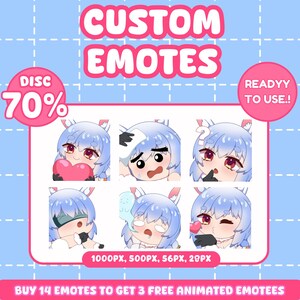 カスタムTwitchエモートパック | かわいいちびアニメスタイル | Twitch、Kick、Discord、YouTubeストリーマーエモート | サブエモート、ペットエモート