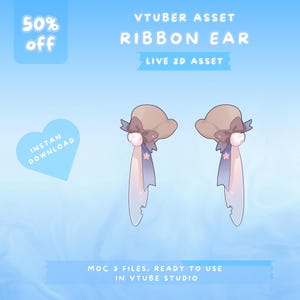 Vtuber Asset | Vtuber Ribbon, Ear Asset, Hair Asset, Headbang, Accessories, Vtuber Prop, Christmas, Gift, New Year, Animal Ear, Kawaii Item