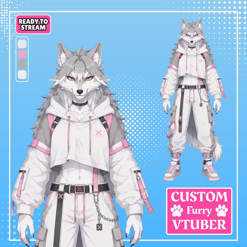 Custom Furry VTuber Model | Anthro Digital Avatar Commission (Bust Up)