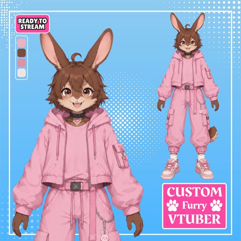 Custom Furry VTuber Model | Anthro Digital Avatar Commission (Bust Up)