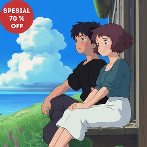Custom Ghibli-Style Art | Anime Portraits for Couples, Families & Pets , Christmas Gift, Anime From Photo, Anime Portrait