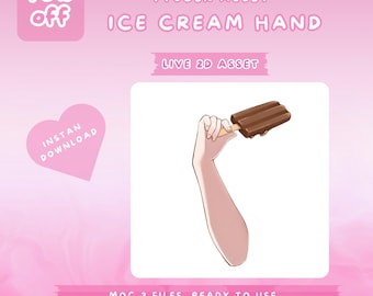 Animated VTuber Ice Cream Hand Asset : Rigged Live2D Prop