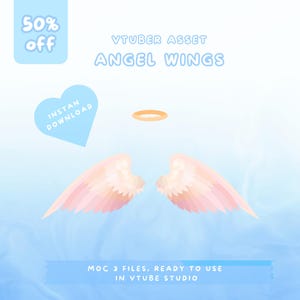 Live2D Rigged Angel Wings: Vtuber Asset, Halo Ring (Digital Download)