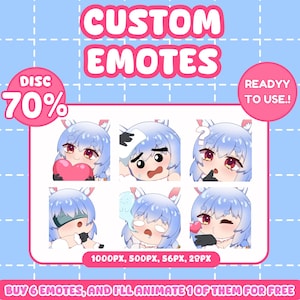 カスタムTwitchエモートパック | かわいいちびアニメスタイル | Twitch、Kick、Discord、YouTubeストリーマーエモート | サブエモート、ペットエモート