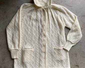 1970/'s Buttercream Cable Knit Cardigan