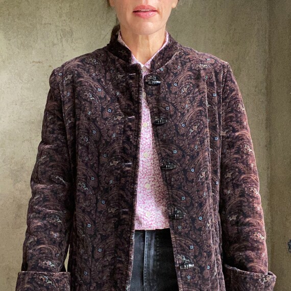 Quilted floral velvet jacket