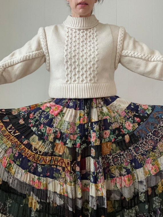 Vintage India floral patchwork rayon skirt