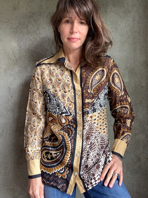 Vintage paisley print Vera silk blouse