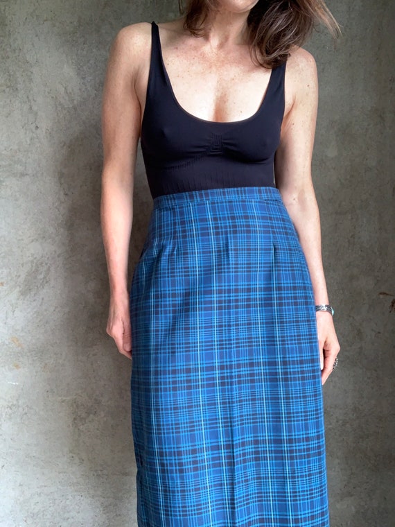 Vintage White Stag plaid cotton pencil skirt