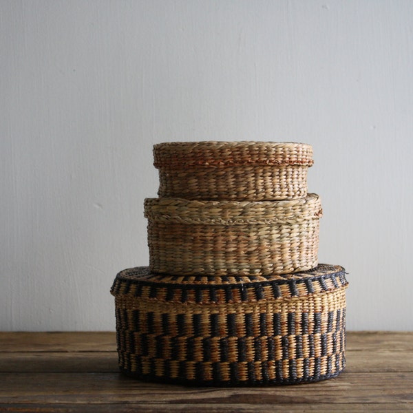 vintage lidded baskets