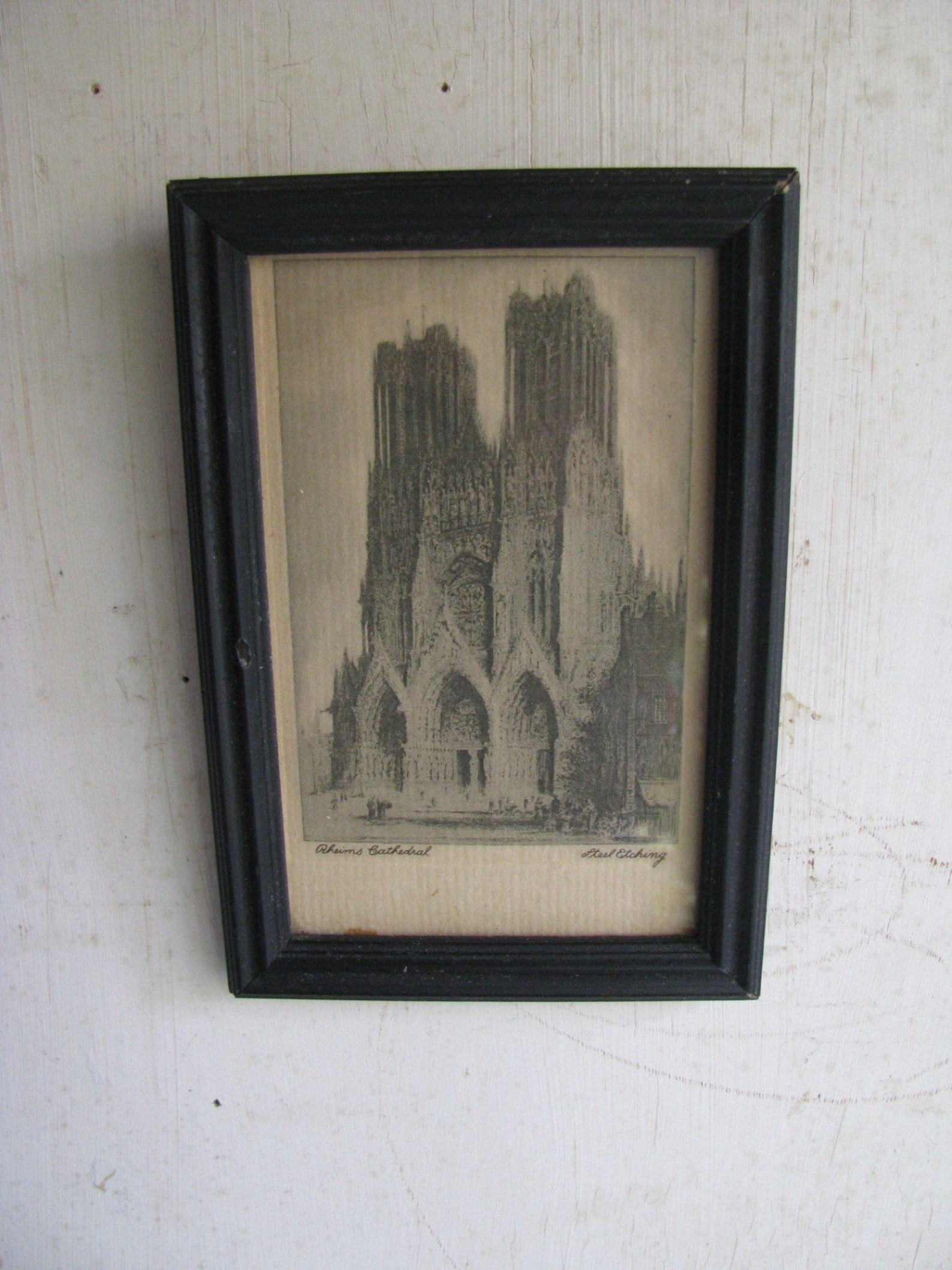 Rheims cathedral STEEL etching Etsy
