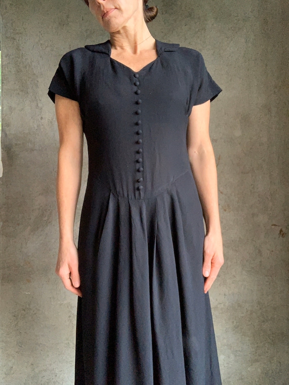 Vintage 1940s black rayon dress