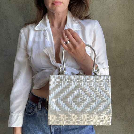 Vintage woven vinyl purse