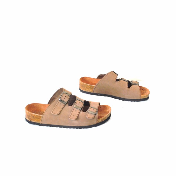 size 8 birkenstock sandals / vintage 80s Marie Claire GRUNGE strappy BOHO leather sandals