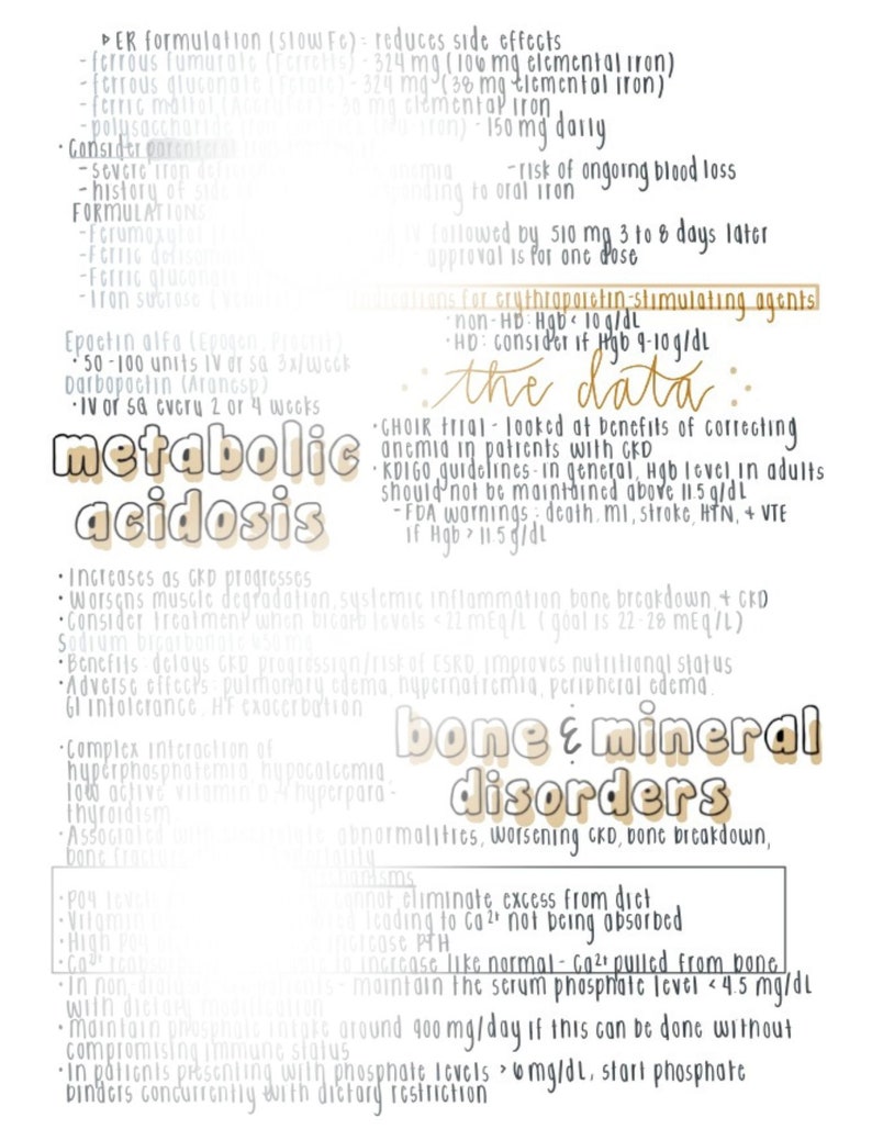 CKD Study Guide | Handwritten Chronic Kidney Disease Cheatsheet - Etsy