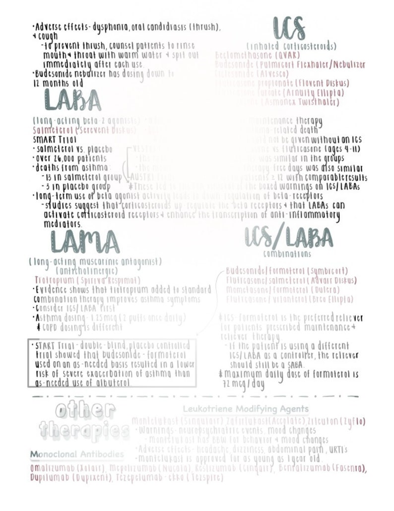 Asthma Cheatsheet - Etsy