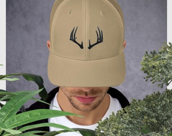 Deer hunter hat, Hunters Hat , Hunting hat, Deer Hat, Cap, buck antlers, Hunting gift, Trucker Hat