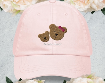 Mama Embroidered Pastel Baseball Cap Mama Bear and Cub Design. Mothers Day Gift. New Mom. First Time Mom.