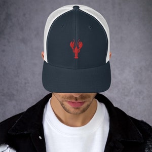 Lobster Embroidered Cap, Trucker Hat, Embroidery Cap, Dad Hat, Summer Baseball Cap, Mesh Back Adjustable Baseball Cap