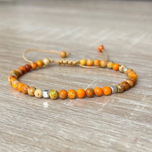 Simple Natural Stone Bracelet - Hand Woven Beaded Bracelet - Adjustable Yoga Bracelet - Meditation Jewelry