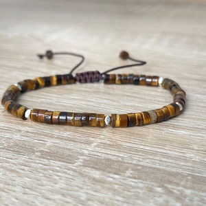 Natural Tiger Eye Bracelet - Tibetan Bracelet - Tiger Eye Protection Bracelet - Adjustable Meditation Bracelet - Positive Tiger Eye Jewelry